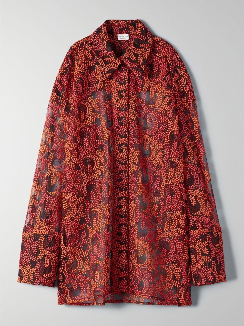 Aritzia Babaton 1-01 collection, Red and Orange Paisley Button-Down Shirt